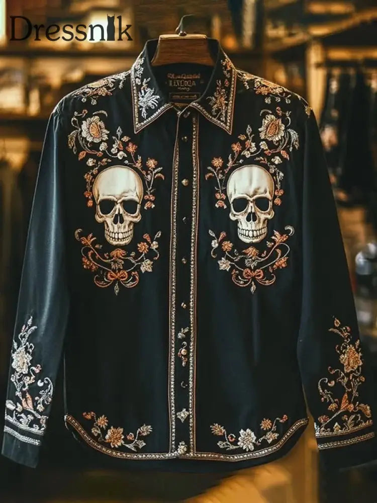 Herren Retro-lässiges T-Shirt mit Totenkopf druck als bild / S