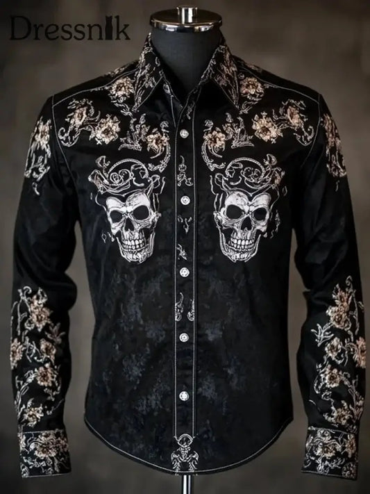 Herren Retro-lässiges T-Shirt mit Totenkopf druck als bild / S