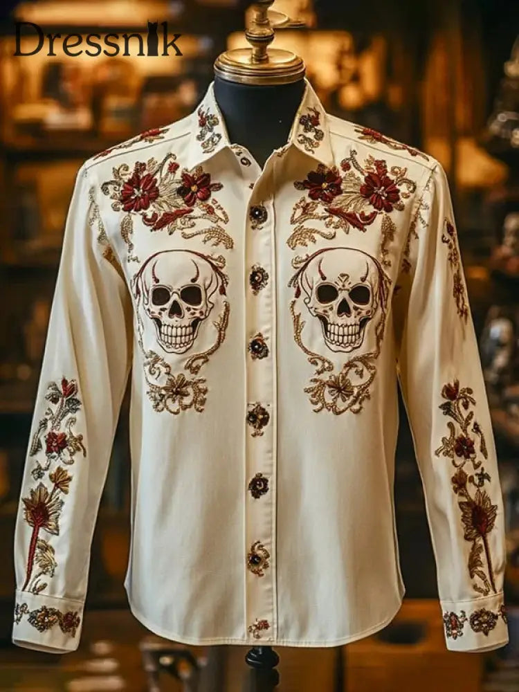 Herren Retro-lässiges T-Shirt mit Totenkopf druck als bild / S