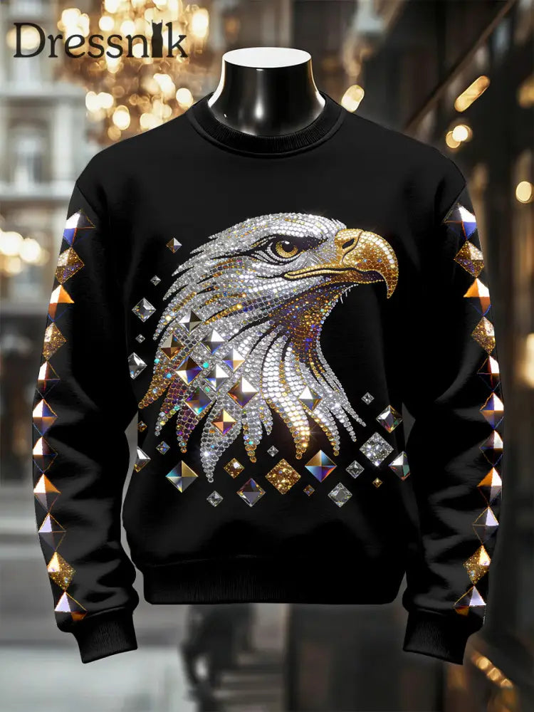 Herren Retro Luxuriöse Adler Print Casual Sweatshirt als bild / S