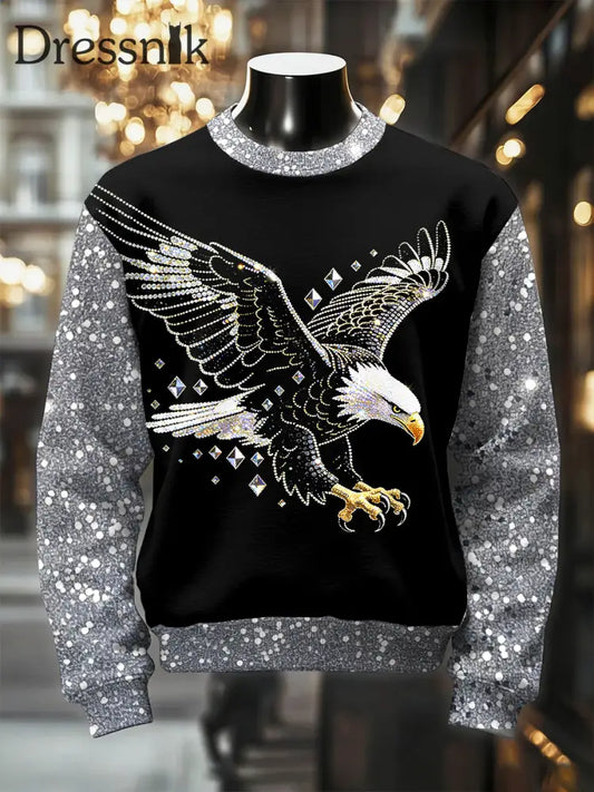 Herren Retro Luxuriöse Adler Print Casual Sweatshirt als bild / S