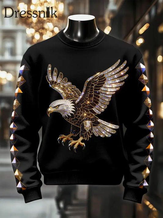 Herren Retro Luxuriöse Adler Print Casual Sweatshirt als bild / S