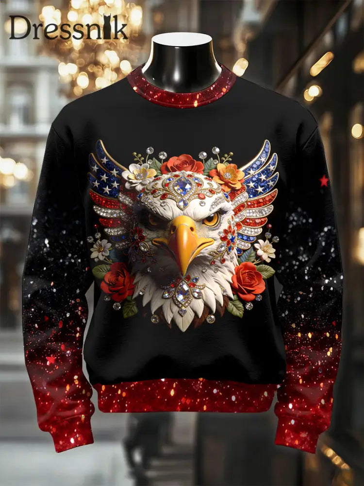 Herren Retro luxuriöses Engle Print Casual Sweatshirt als bild / S