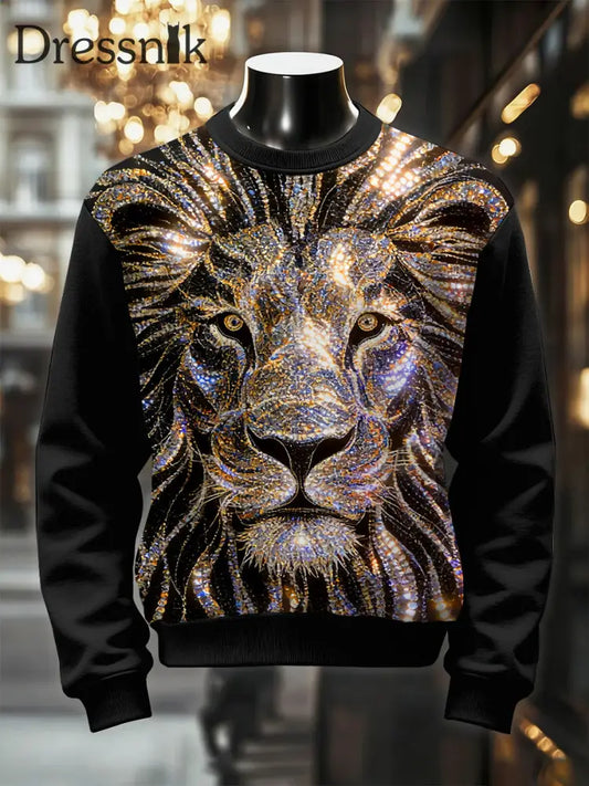 Herren Retro luxuriöses Lion Print Casual Sweatshirt als bild / S