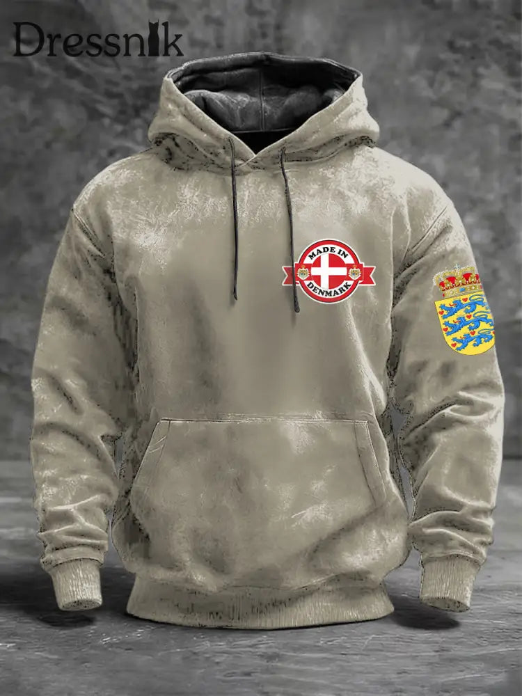 Herren Retro ’Made In Denmark’ Emblem Hoodie mehrfarbig / S