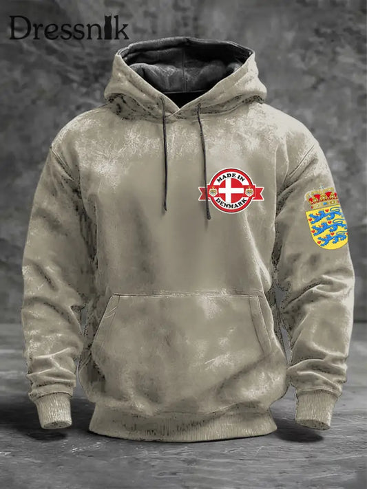 Herren Retro ’Made In Denmark’ Emblem Hoodie mehrfarbig / S