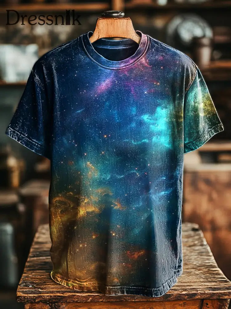 Herren Retro Mystic Star Print Lässiges Kurzarm-T-Shirt bunt / S