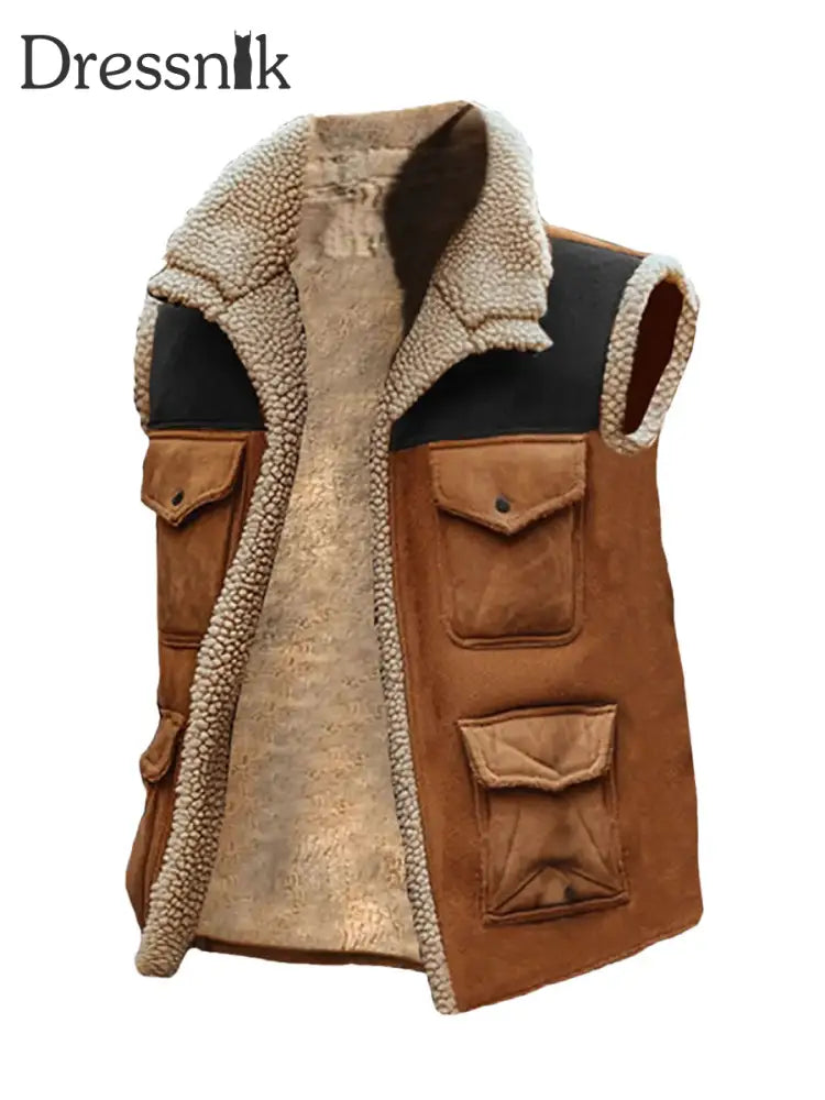 Herren Retro Patchwork lässig ärmellose Jacke