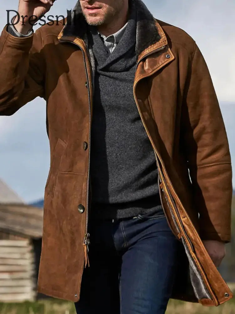 Herren Retro Plüsch Freizeit jacke