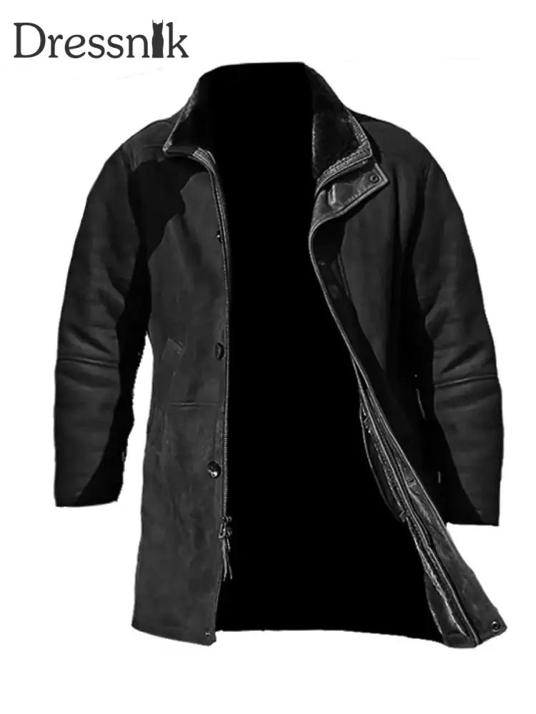 Herren Retro Plüsch Freizeit jacke Schwarz / S