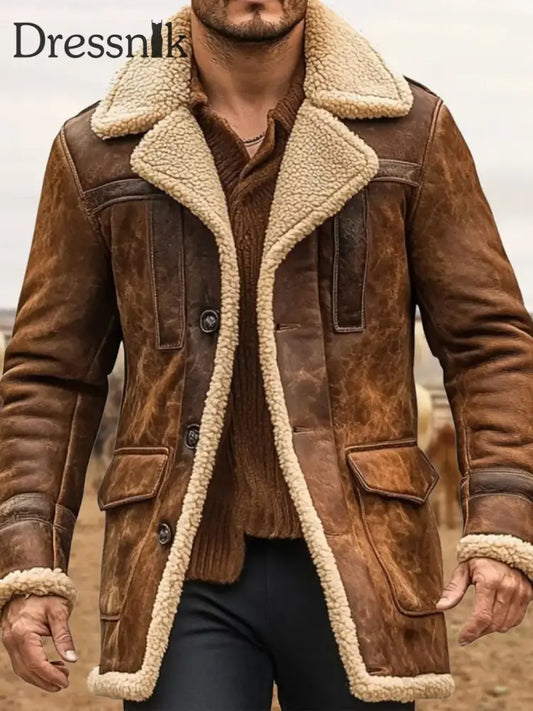 Herren Retro Plüsch Tasche Freizeit jacke