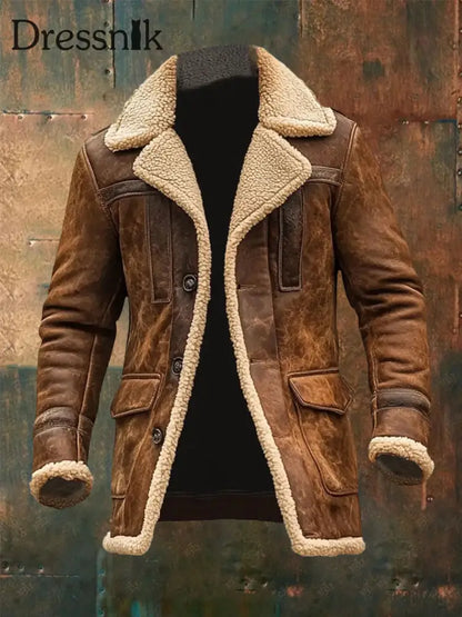 Herren Retro Plüsch Tasche Freizeit jacke als bild / S