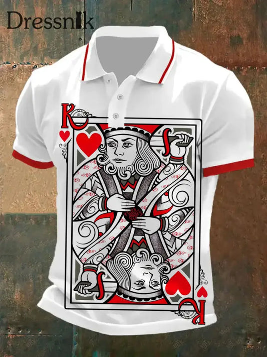 Herren Retro Poker Muster Lässiges Kurzarm-Polo-Shirt A / S