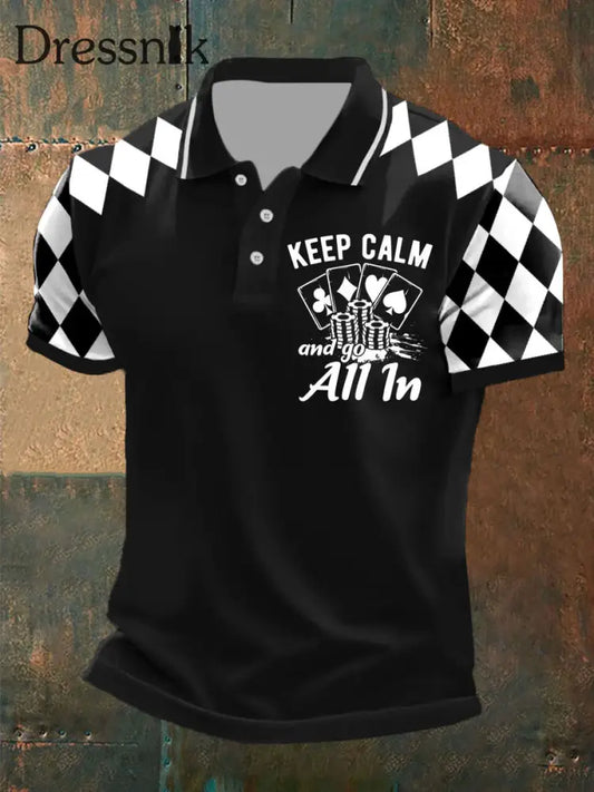 Herren Retro Poker Muster Lässiges Kurzarm-Polo-Shirt A / S