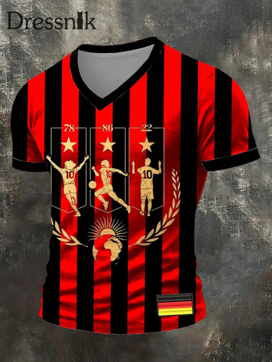 Herren Retro Rot-Schwarz Deutschland Meisterschaft Nummer 10 T-Shirt mehrfarbig / S