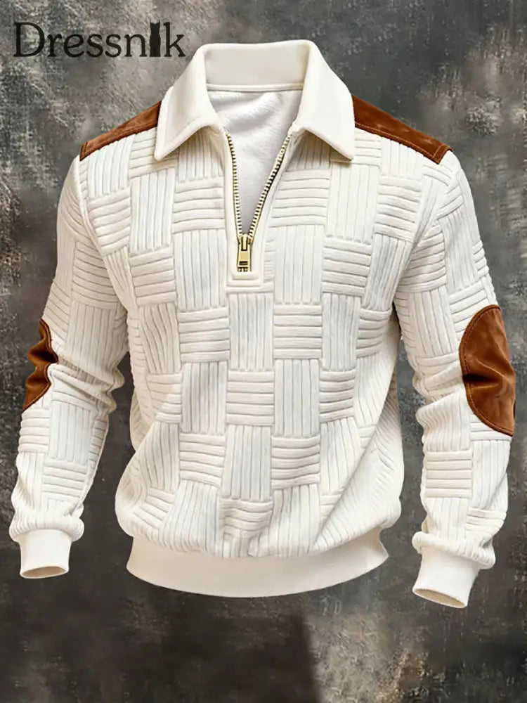 Herren Retro-Sweatshirt mit Reiß verschluss Cremig-Weiß / S