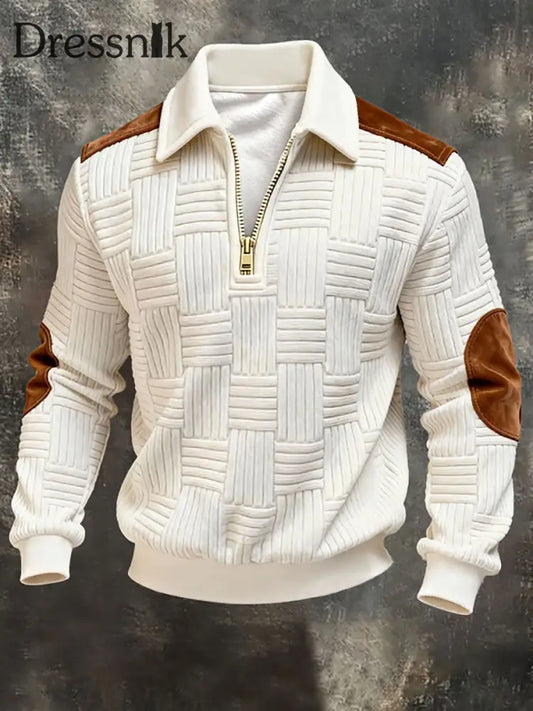 Herren Retro-Sweatshirt mit Reiß verschluss Cremig-Weiß / S