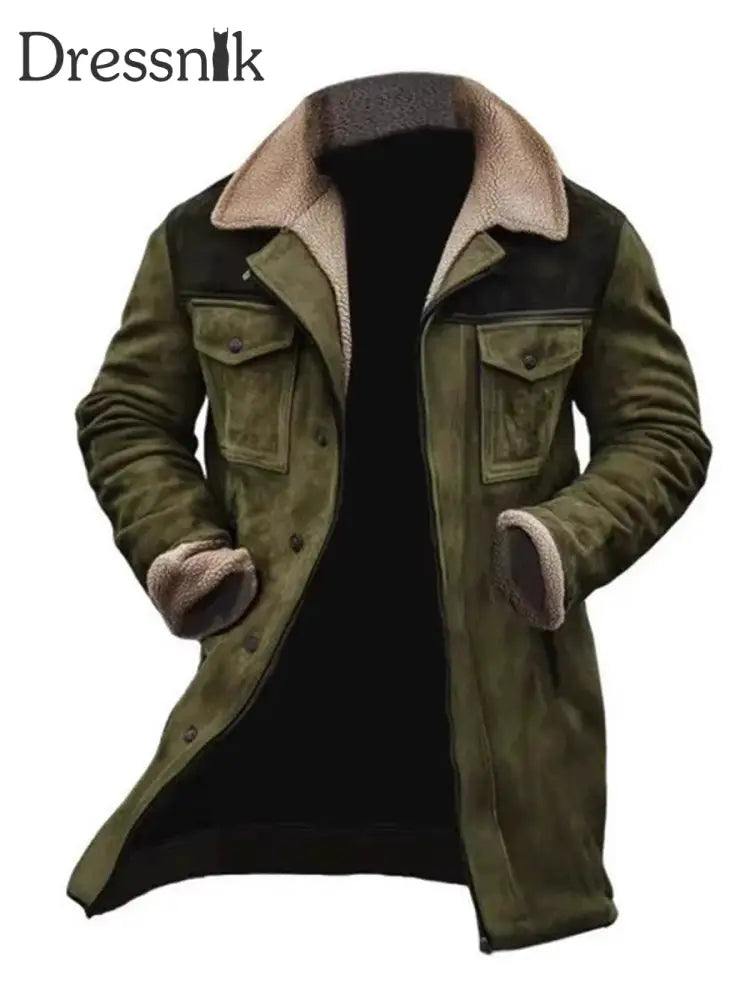 Herren Retro Tasche Reiß verschluss Jacke Armee grün / S