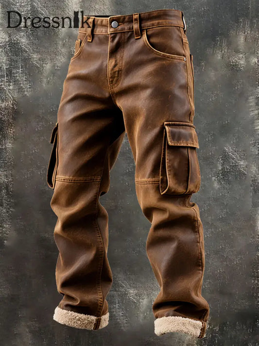 Herren Retro warme Outdoor-Hosen Braun / S