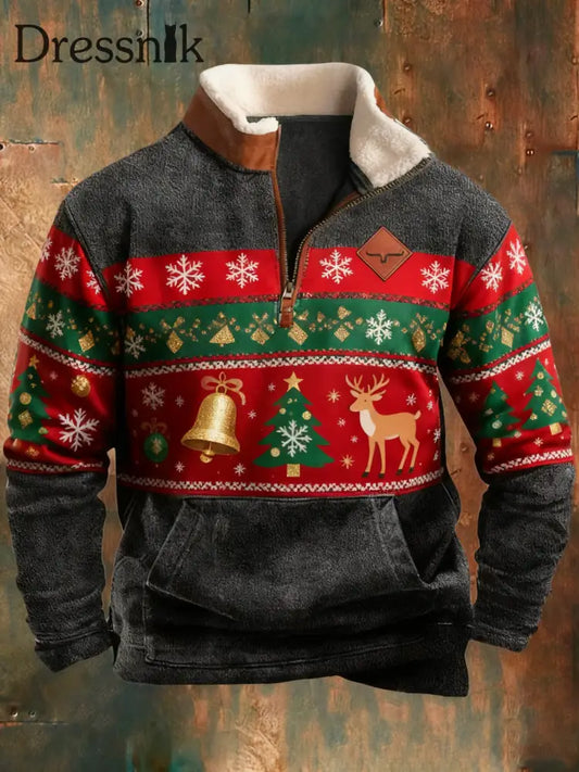 Herren Retro Weihnachts bedrucktes Sweatshirt als bild / S