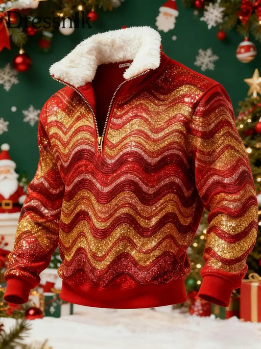 Herren Retro Weihnachts bedrucktes Sweatshirt Rot / S