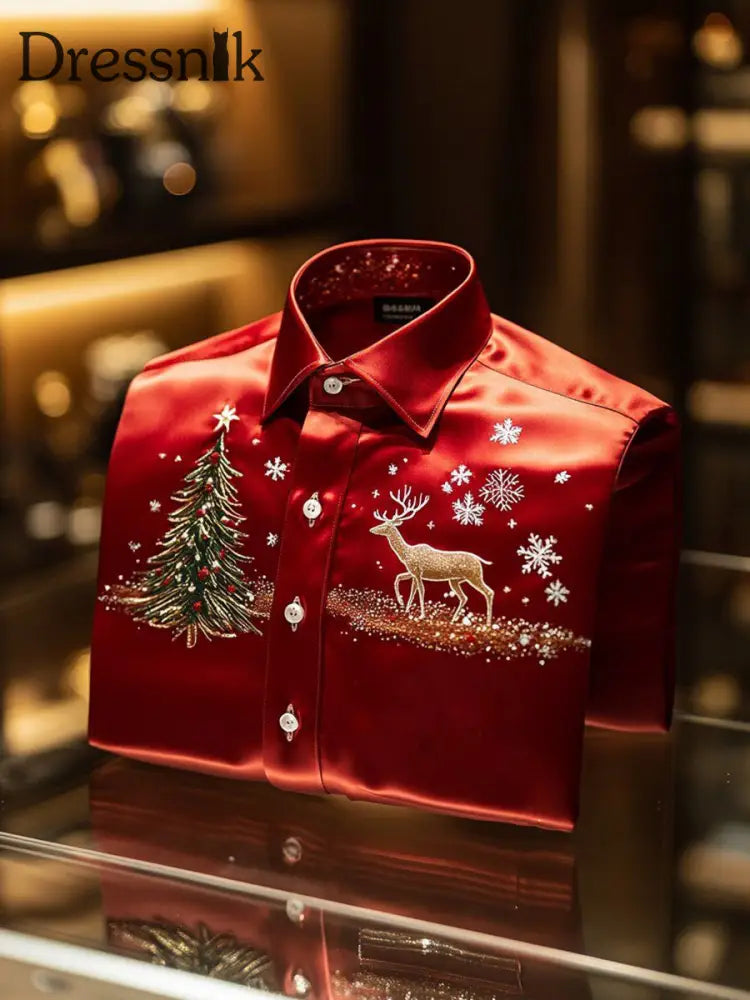 Herren Retro Weihnachts hemd Elch bedruckt als bild / S