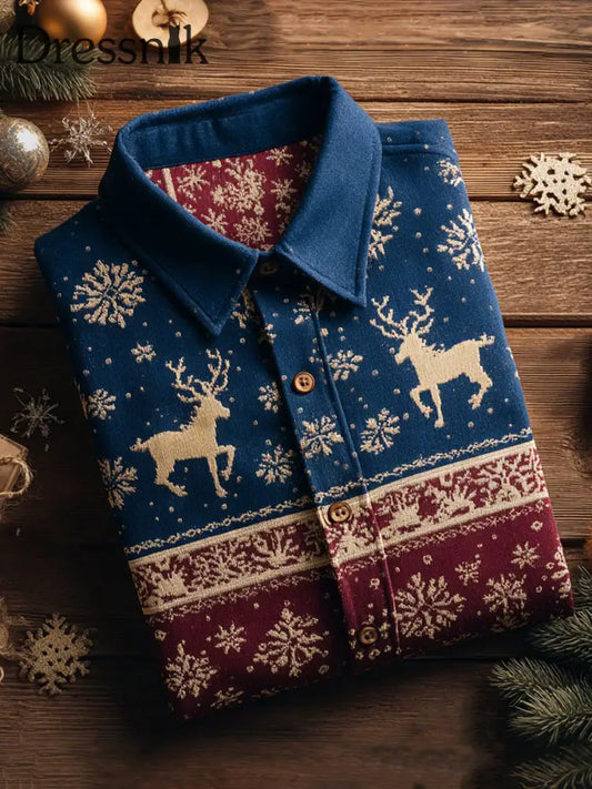 Herren Retro Weihnachts hemd Elch bedruckt als bild / S