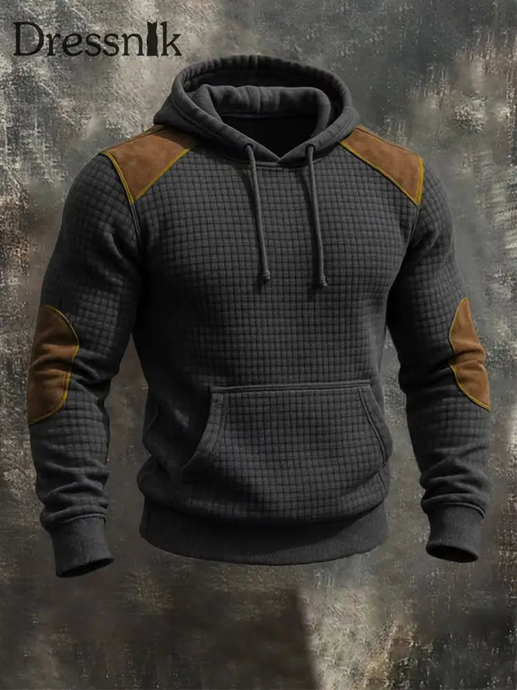 Herren Retro Western 3D Textur Casual Lang ärmel ige Kapuze als bild / S