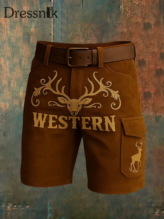Herren Retro Western Art Print Freizeit hosen A / S