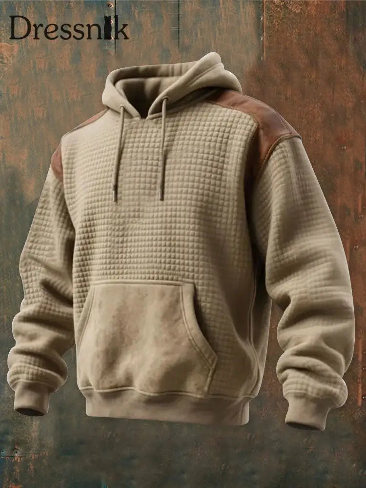 Herren Retro Western bedruckt Lässiges Langarm Sweatshirt/Hoodie Khaki / S