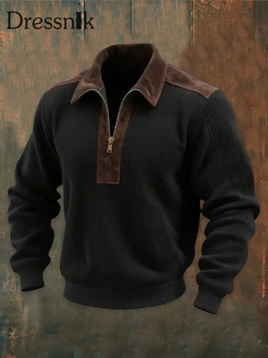 Herren Retro Western bedruckt Lässiges Langarm-Sweatshirt/Hoodie Schwarz / S