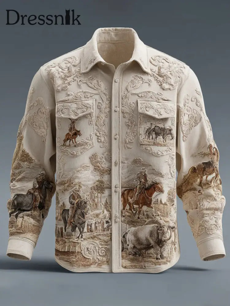 Herren Retro Western Cowboy-Stil Hemd als bild / S