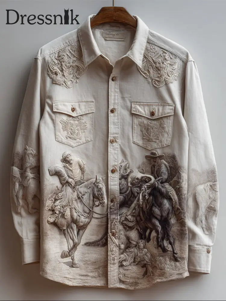 Herren Retro Western Cowboy-Stil Hemd als bild / S