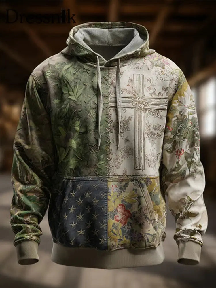 Herren Retro Western Faith Print Casual Hoodie als bild / S