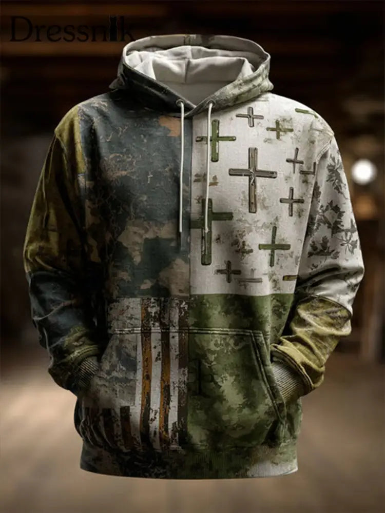 Herren Retro Western Faith Print Casual Hoodie als bild / S