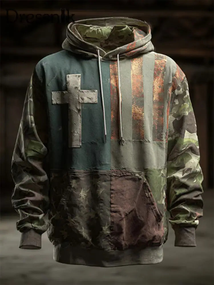 Herren Retro Western Faith Print Casual Hoodie als bild / S