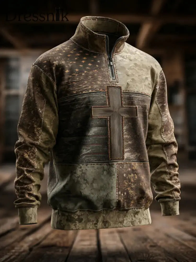 Herren Retro Western Faith Print Casual Top als bild / S