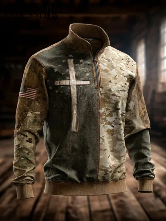 Herren Retro Western Faith Print Casual Top als bild / S