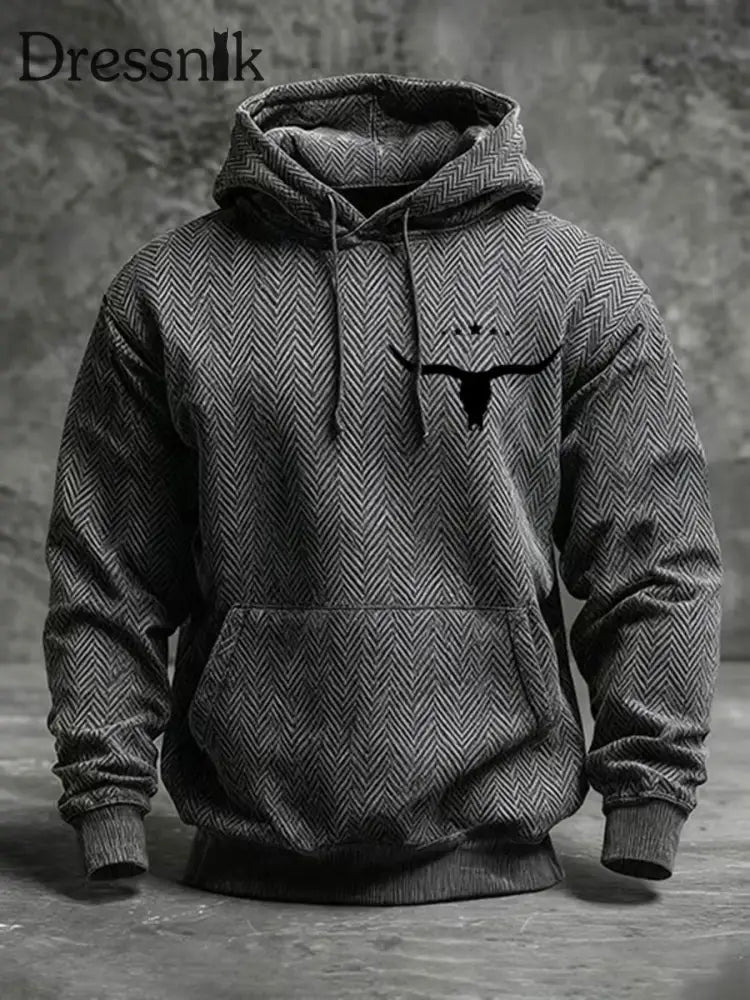 Herren Retro Western gedruckt Casual Hoodie als bild / S