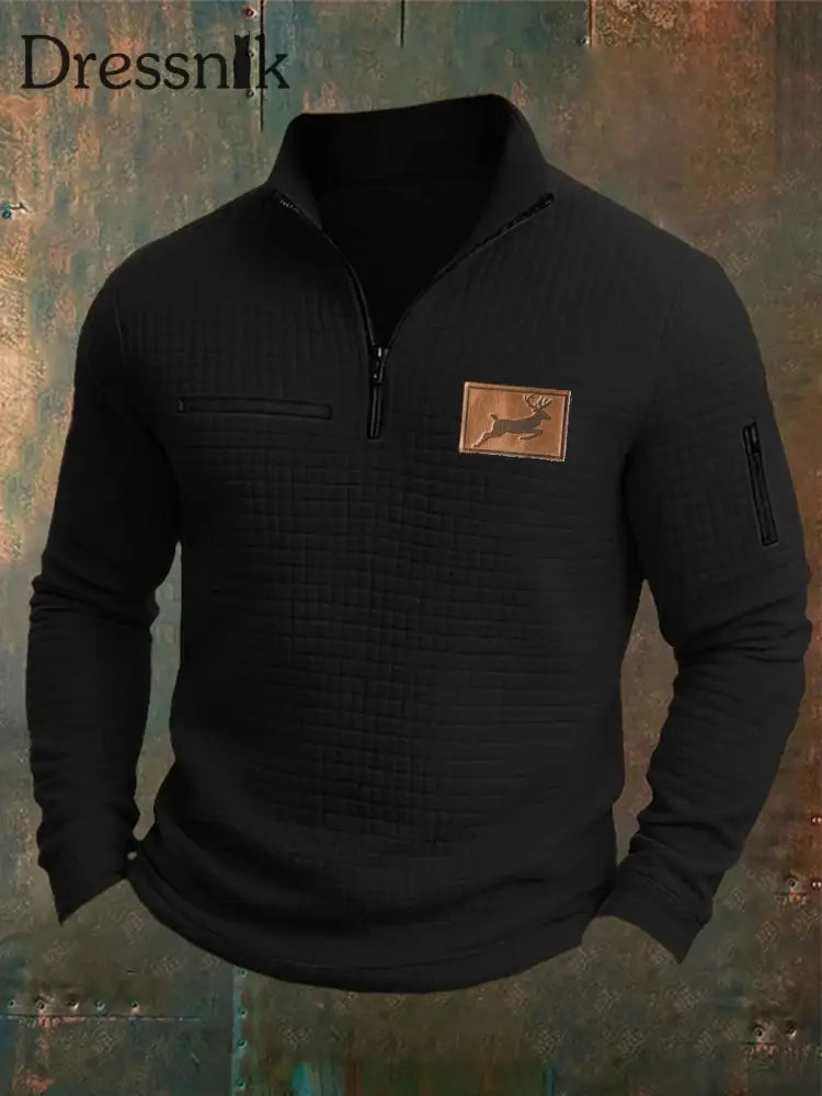 Herren Retro Western Lässiges Langarm Sweatshirt/Hoodie Schwarz / S