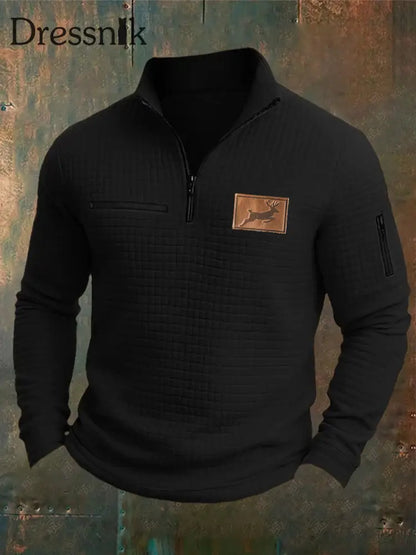 Herren Retro Western Lässiges Langarm Sweatshirt/Hoodie Schwarz / S