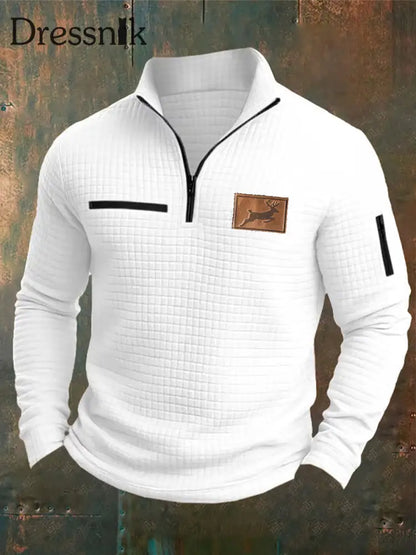 Herren Retro Western Lässiges Langarm Sweatshirt/Hoodie Weiß / S