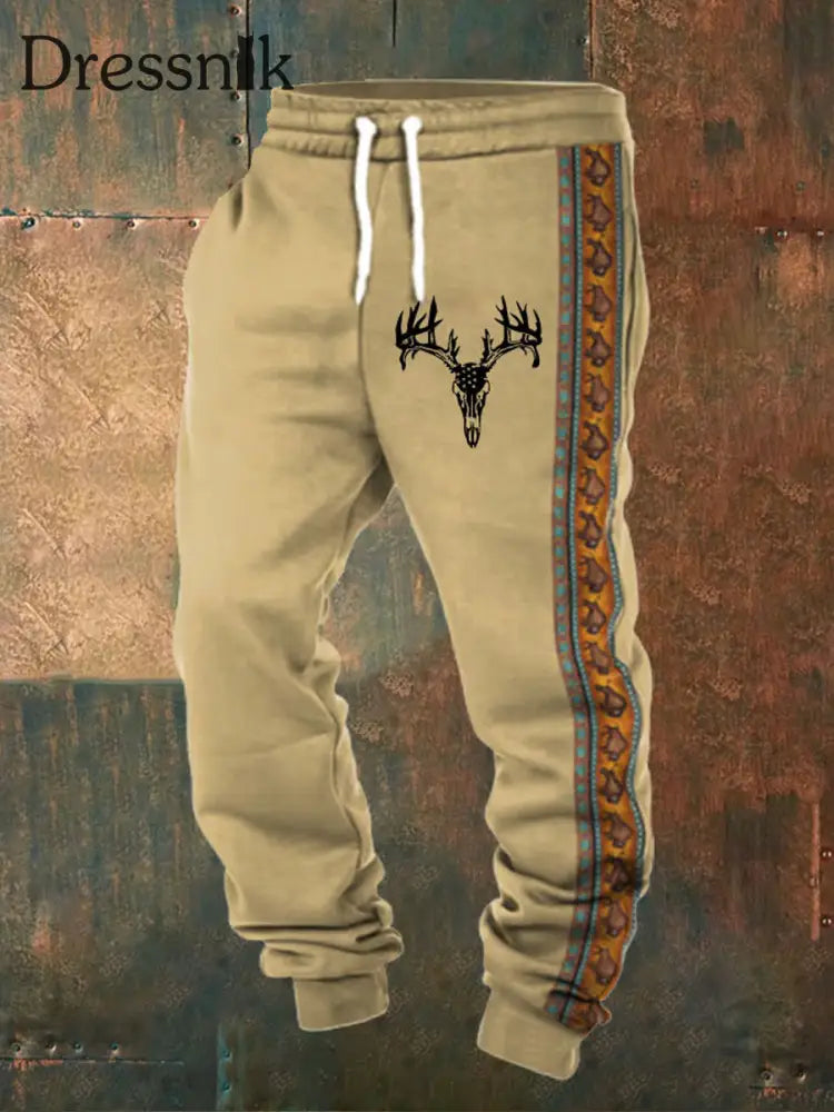 Herren Retro Western Print Lose Freizeit hosen A / S