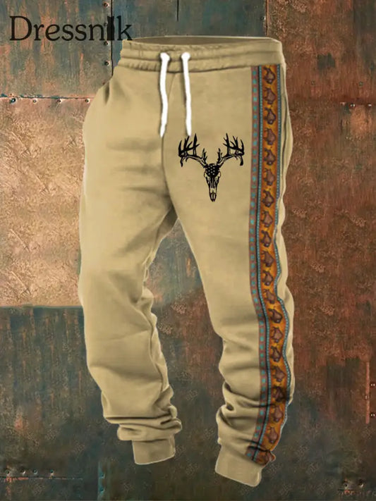 Herren Retro Western Print Lose Freizeit hosen A / S