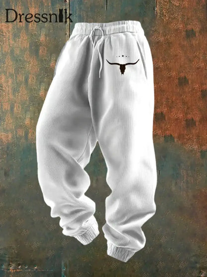 Herren Retro Western Print Lose Freizeit hosen A / S