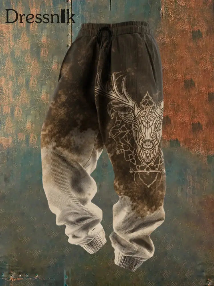 Herren Retro Western Print Lose Freizeit hosen A / S