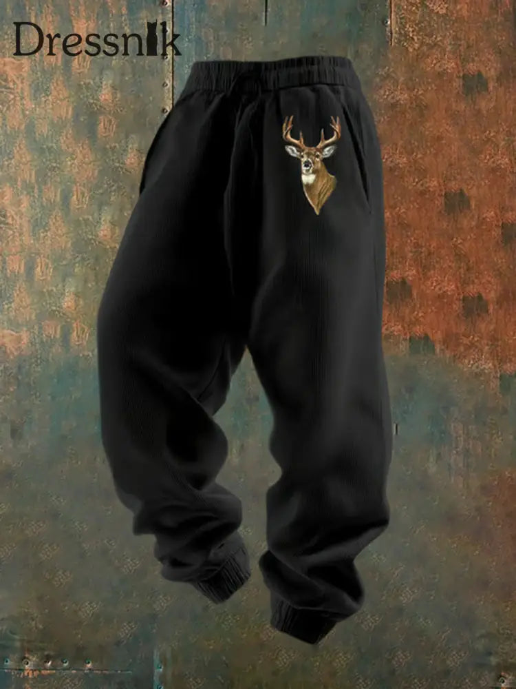 Herren Retro Western Print Lose Freizeit hosen B / S