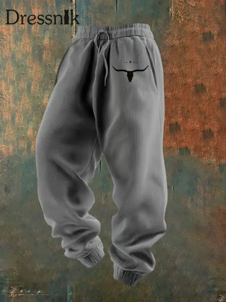 Herren Retro Western Print Lose Freizeit hosen B / S