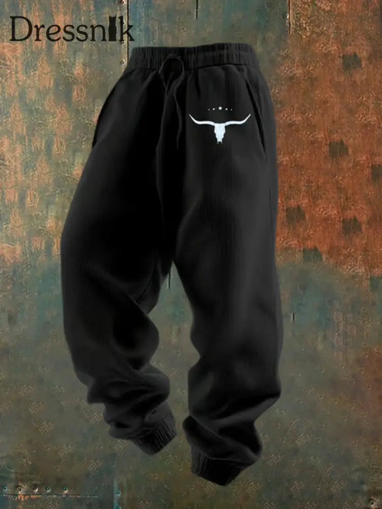 Herren Retro Western Print Lose Freizeit hosen C / S