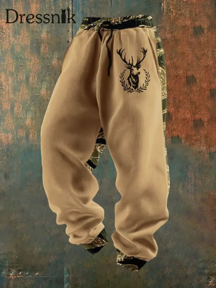 Herren Retro Western Print Lose Freizeit hosen D / S